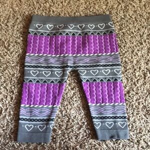 Healthtex Purple Gray Heart Stretchy Thick Leggings